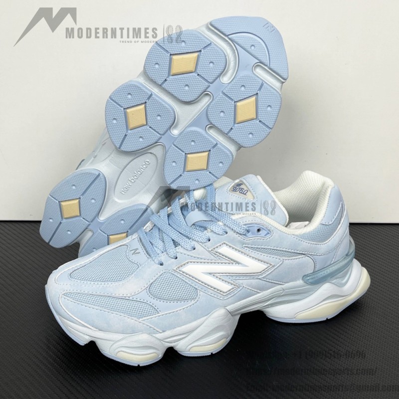 New Balance 9060 Sea Salt Oxford Blue U90607KM icy blue retro futuristic sneakers for men and women