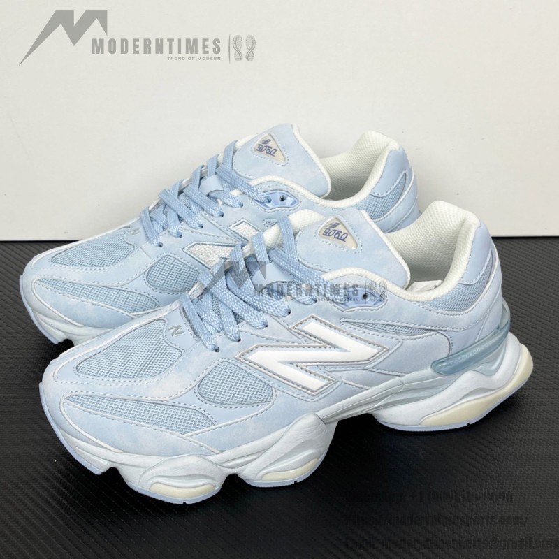 New Balance 9060 Sea Salt Oxford Blue U90607KM icy blue retro futuristic sneakers for men and women