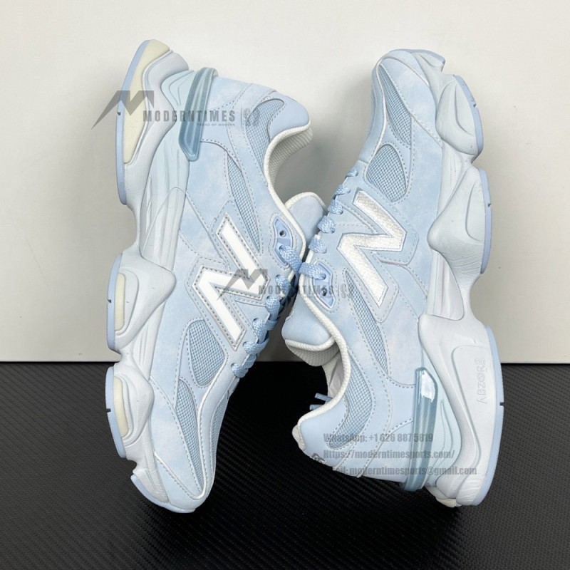 New Balance 9060 Sea Salt Oxford Blue U90607KM icy blue retro futuristic sneakers for men and women