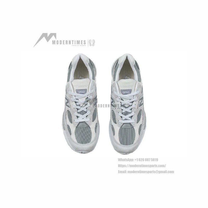 New Balance M992NC White Grey Sneakers Front View – Unisex Lifestyle Running Shoes