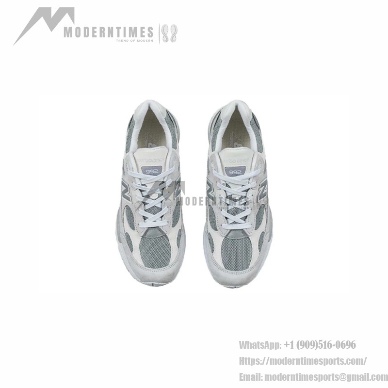 New Balance M992NC White Grey Sneakers – NB992 Series New Balance M992NC White Grey Sneakers Front View – Unisex Lifestyle Running Shoes
