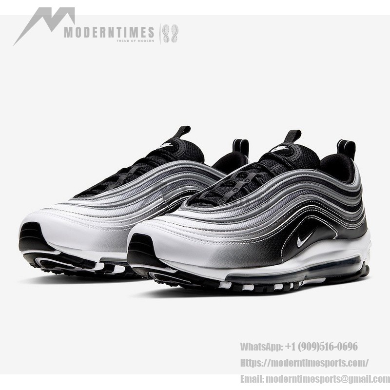 Nike Air Max 97 Gradient Fade 921826-016 Black-to-White Gradient Sneakers with Air Cushioning