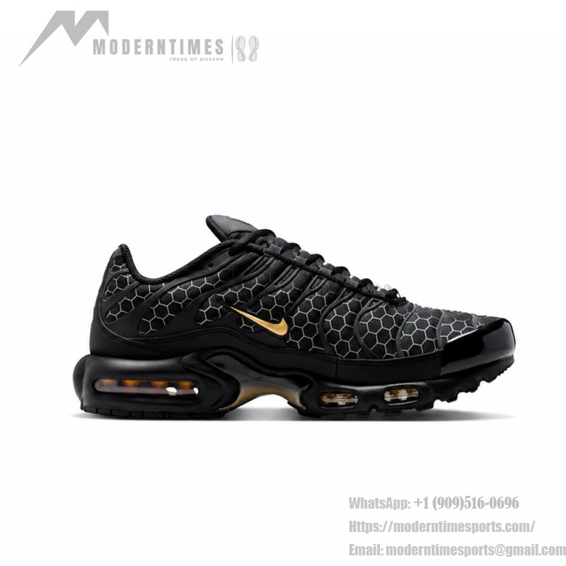 Nike Air Max Plus Black Honey IQ0287-010 TN sneakers with honeycomb pattern upper
