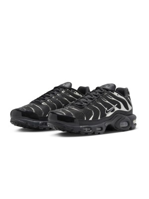 Nike Air Max Plus HJ9743-001 Black Metallic Silver TN Sneakers – Chrome Shadow Streetwear Shoes for Men