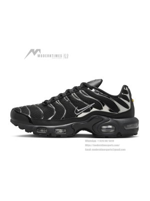 Nike Air Max Plus HJ9743-001 Black Metallic Silver TN Sneakers – Chrome Shadow Streetwear Shoes for Men