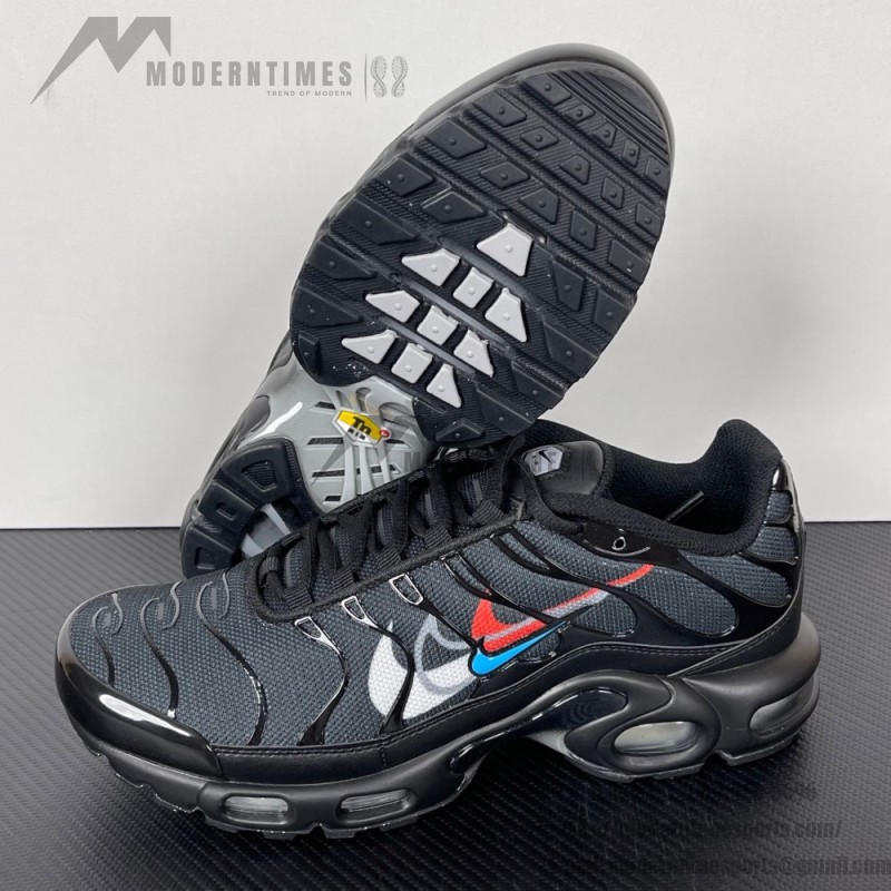 Nike Air Max Plus FJ4224-001 Black Multi Swoosh TN sneakers with layered logo streetwear styling