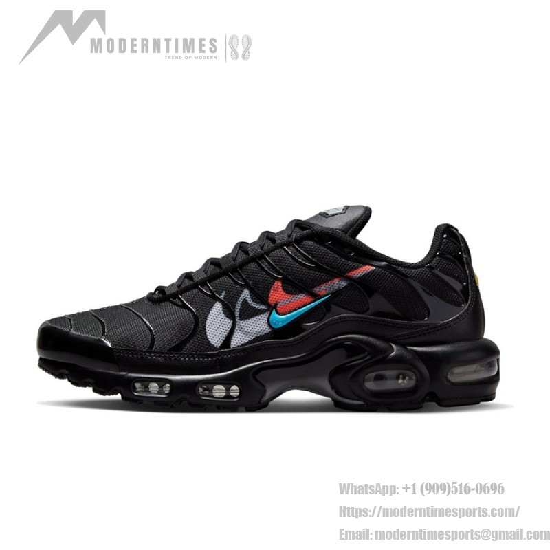 Nike Air Max Plus FJ4224-001 Black Multi Swoosh TN sneakers with layered logo streetwear styling