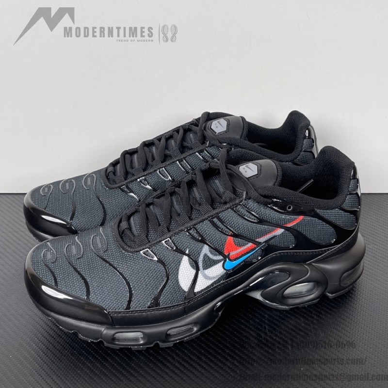 Nike Air Max Plus FJ4224-001 Black Multi Swoosh TN sneakers with layered logo streetwear styling