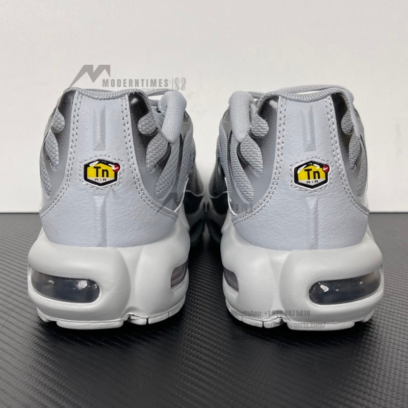 Nike Air Max Plus White Pure Platinum TN sneakers with monochrome streetwear design