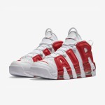 Nike Air More Uptempo White Varsity Red Classic Basketball Sneakers Side View