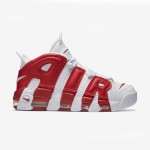 Nike Air More Uptempo White Varsity Red Classic Basketball Sneakers Side View