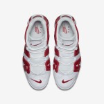 Nike Air More Uptempo White Varsity Red Classic Basketball Sneakers Side View