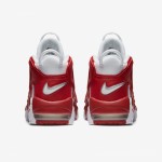 Nike Air More Uptempo White Varsity Red Classic Basketball Sneakers Side View