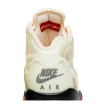 Air Jordan 5 Retro DH8565-100 Off-White Sail Sneakers with Red Accents and Reflective Tongue