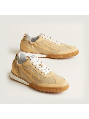 HERMES Jet Sneakers H242153Z-DD360 Jaune Calisson Jaune Malawi – Women’s Luxury Yellow Designer Sport Shoes