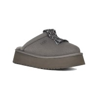 UGG Damen Tazzle Pantoffel Charcoal 1152677 - Gemütliche Lammfell-Pantoffeln mit Plateau und Quastendetail