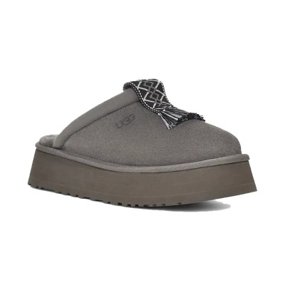 UGG Women's Tazzle Slipper Charcoal 1152677 - Cozy Sheepskin Platform Slippers with Tassel Detail