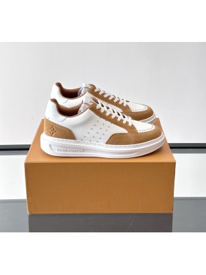ルイヴィトン風 メンズローカットスニーカー – ホワイトレザー＆スエード仕上げ | 高級カジュアルファッション 2025