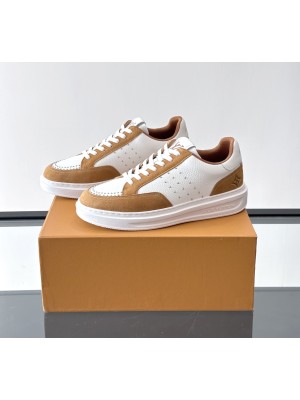 ルイヴィトン風 メンズローカットスニーカー – ホワイトレザー＆スエード仕上げ | 高級カジュアルファッション 2025