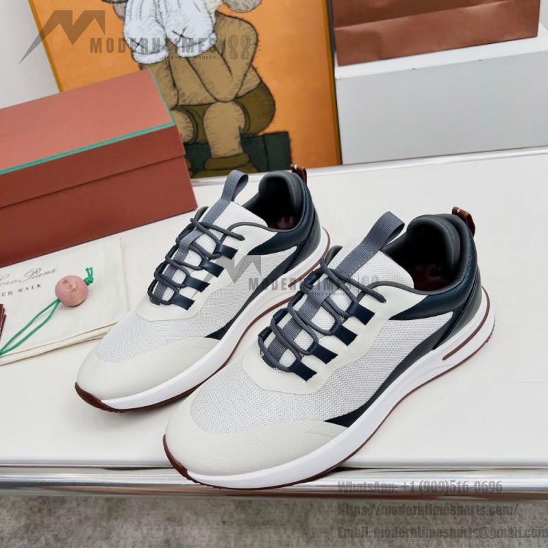 Loro Piana FAM1718-F6II Beige Leather Sneakers Loro Piana FAM1718-F6II Beige Sneakers Front View with Brown Detailing
