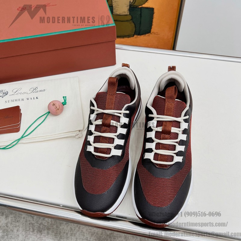 Loro Piana FAM1718-F6T5 Olive Green Sneakers Front View with Brown Detailing