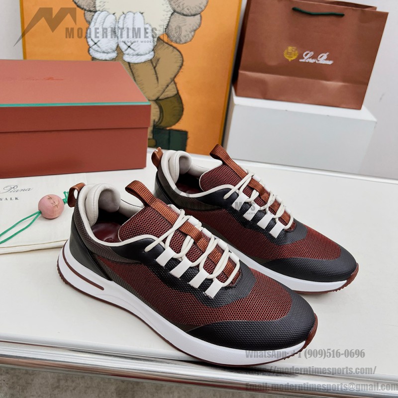 Loro Piana FAM1718-F6T5 Olive Green Sneakers Front View with Brown Detailing