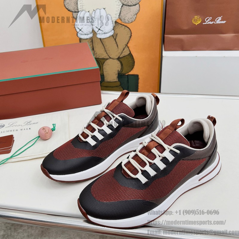 Loro Piana FAM1718-F6T5 Olive Green Sneakers Front View with Brown Detailing