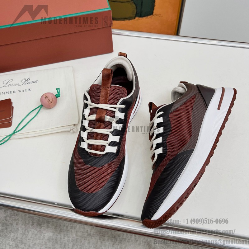 Loro Piana FAM1718-F6T5 Olive Green Sneakers Front View with Brown Detailing