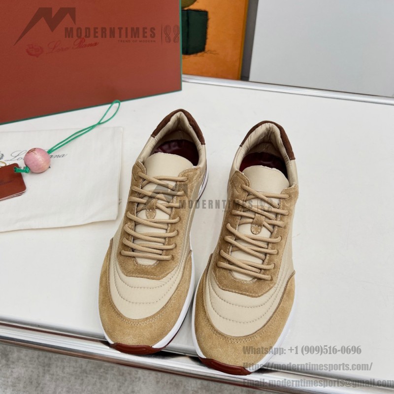 Loro Piana Week End Walk Sneker FAP9780-H785 Beige Leather Sneakers Loro Piana Week End Walk Sneker FAP9780-H785 Beige Leather Sneakers Front View