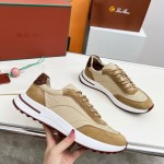 Loro Piana Week End Walk Sneker FAP9780-H785 Beige Leather Sneakers Loro Piana Week End Walk Sneker FAP9780-H785 Beige Leather Sneakers Front View