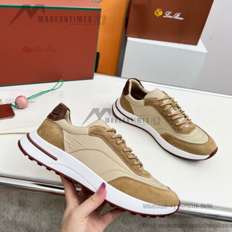 Loro Piana Week End Walk Sneker FAP9780-H785 Beige Leather Sneakers Loro Piana Week End Walk Sneker FAP9780-H785 Beige Leather Sneakers Front View