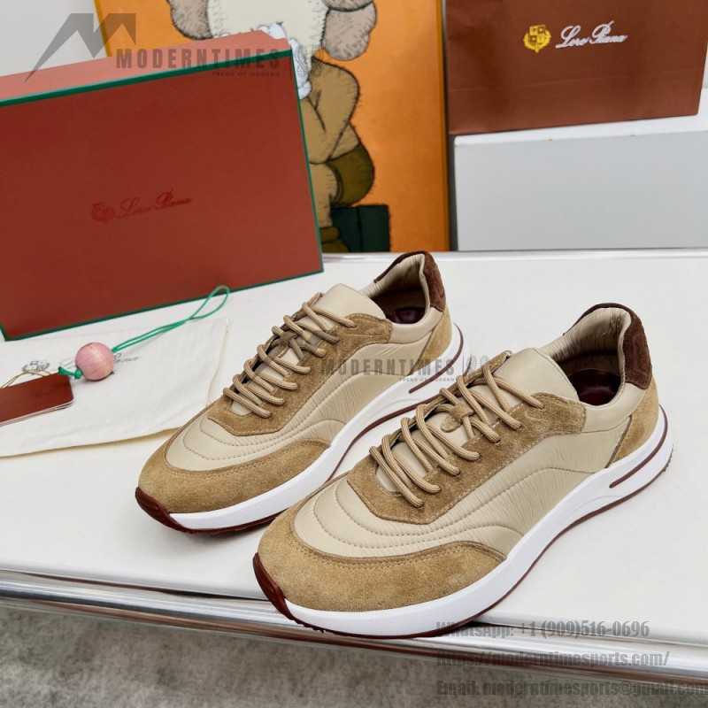 Loro Piana Week End Walk Sneker FAP9780-H785 Beige Leather Sneakers Loro Piana Week End Walk Sneker FAP9780-H785 Beige Leather Sneakers Front View