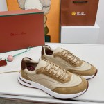 Loro Piana Week End Walk Sneker FAP9780-H785 Beige Leather Sneakers Loro Piana Week End Walk Sneker FAP9780-H785 Beige Leather Sneakers Front View