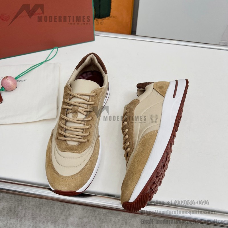 Loro Piana Week End Walk Sneker FAP9780-H785 Beige Leather Sneakers Loro Piana Week End Walk Sneker FAP9780-H785 Beige Leather Sneakers Front View