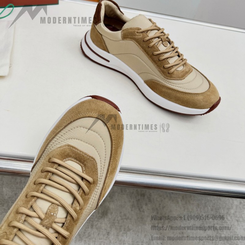 Loro Piana Week End Walk Sneker FAP9780-H785 Beige Leather Sneakers Loro Piana Week End Walk Sneker FAP9780-H785 Beige Leather Sneakers Front View