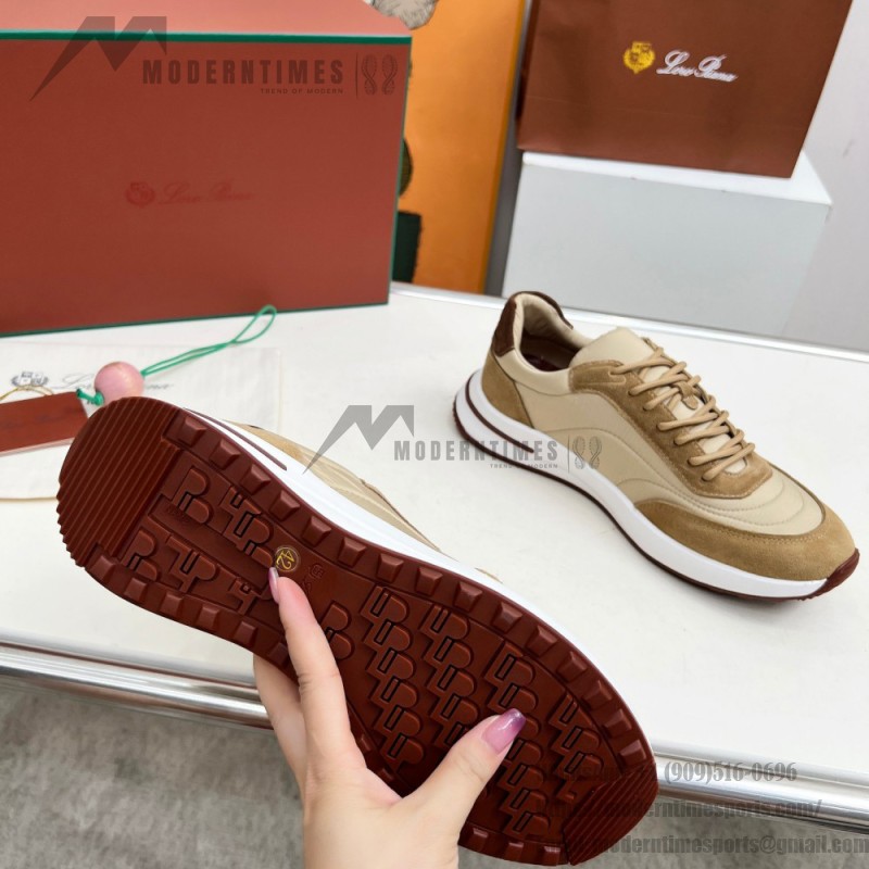 Loro Piana Week End Walk Sneker FAP9780-H785 Beige Leather Sneakers Loro Piana Week End Walk Sneker FAP9780-H785 Beige Leather Sneakers Front View