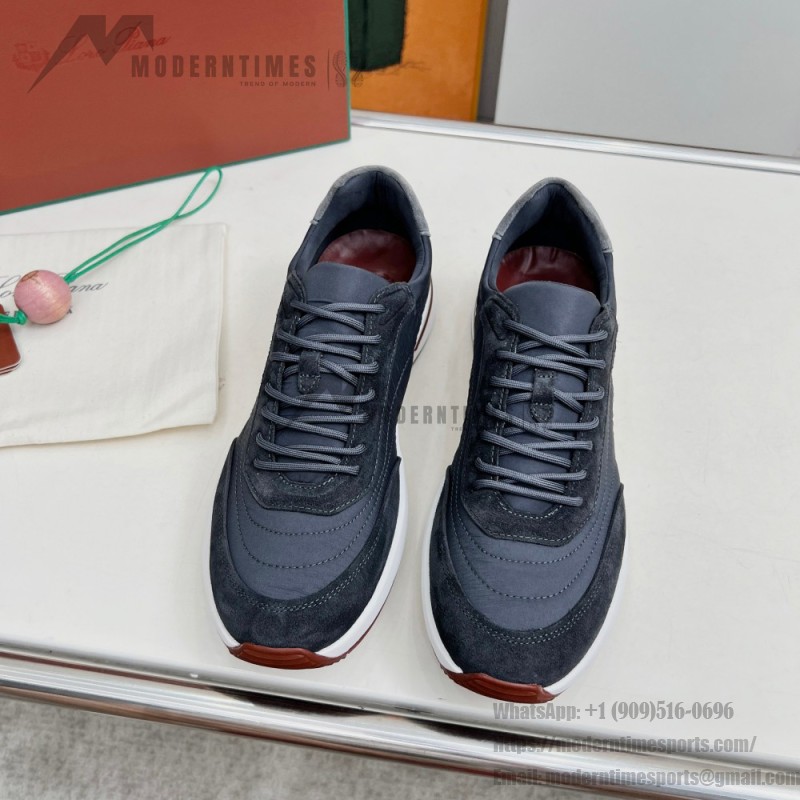 Loro Piana Week End Walk Sneaker FAP9780-W000 Navy Blue Suede Sneakers Front View