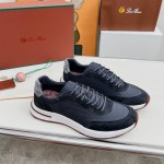 Loro Piana Week End Walk Sneaker FAP9780-W000 Navy Blue Suede Sneakers Front View