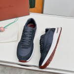 Loro Piana Week End Walk Sneaker FAP9780-W000 Navy Blue Suede Sneakers Front View