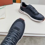 Loro Piana Week End Walk Sneaker FAP9780-W000 Navy Blue Suede Sneakers Front View