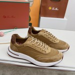 Loro Piana Week End Walk Sneker FAP9780-H785 Beige Leather Sneakers Loro Piana Week End Walk Sneker FAP9780-H785 Beige Leather Sneakers Front View