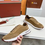 Loro Piana Week End Walk Sneker FAP9780-H785 Beige Leather Sneakers Loro Piana Week End Walk Sneker FAP9780-H785 Beige Leather Sneakers Front View