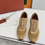 Loro Piana Week End Walk Sneker FAP9780-H785 Beige Leather Sneakers Loro Piana Week End Walk Sneker FAP9780-H785 Beige Leather Sneakers Front View
