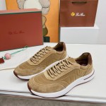 Loro Piana Week End Walk Sneker FAP9780-H785 Beige Leather Sneakers Loro Piana Week End Walk Sneker FAP9780-H785 Beige Leather Sneakers Front View