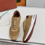 Loro Piana Week End Walk Sneker FAP9780-H785 Beige Leather Sneakers Loro Piana Week End Walk Sneker FAP9780-H785 Beige Leather Sneakers Front View