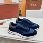 Loro Piana Week End Walk Sneaker FAP9780-W000 Navy Blue Suede Sneakers Front View