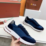 Loro Piana Week End Walk Sneaker FAP9780-W000 Navy Blue Suede Sneakers Front View