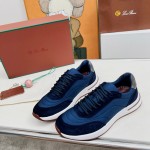 Loro Piana Week End Walk Sneaker FAP9780-W000 Navy Blue Suede Sneakers Front View