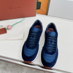 Loro Piana Week End Walk Sneaker FAP9780-W000 Navy Blue Suede Sneakers Front View