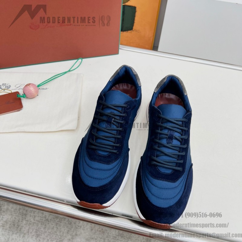 Loro Piana Week End Walk Sneaker FAP9780-W000 Navy Blue Suede Sneakers Front View